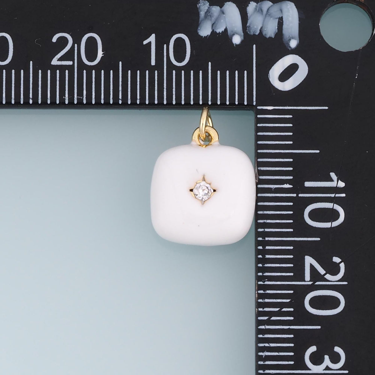 18K Gold Filled Cubic Zirconia Square Charm Pendant for Jewelry Making
