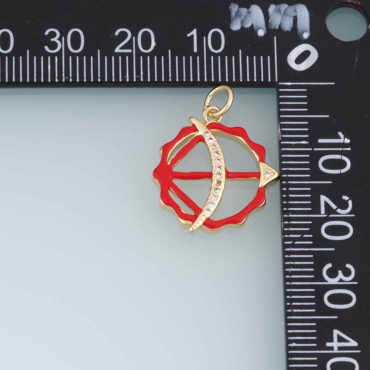 18K Gold Filled Bow and Arrow Charm,CZ Archery Pendant,Enamel Arrow Charm,Red Green Orange DIY Necklace Bracelet Jewelry Supp