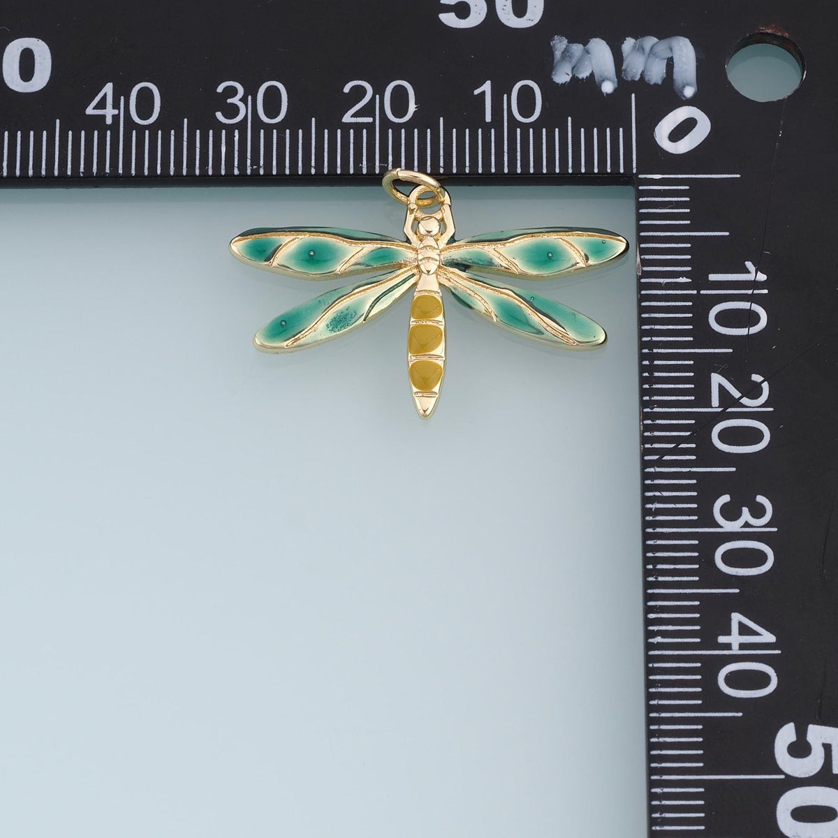 Gold Enamel Dragonfly Pendant,18K Gold Filled Insect Charm Bracelet Necklace for DIY Jewelry Making Supply