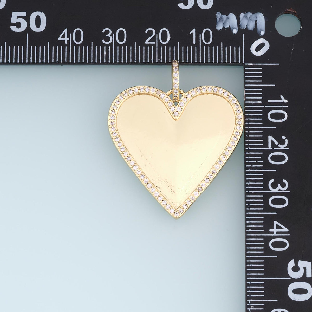 Gold CZ Heart Pendant,18K Gold Filled Minimalist Charm Bracelet Necklace for DIY Jewelry Making Supply