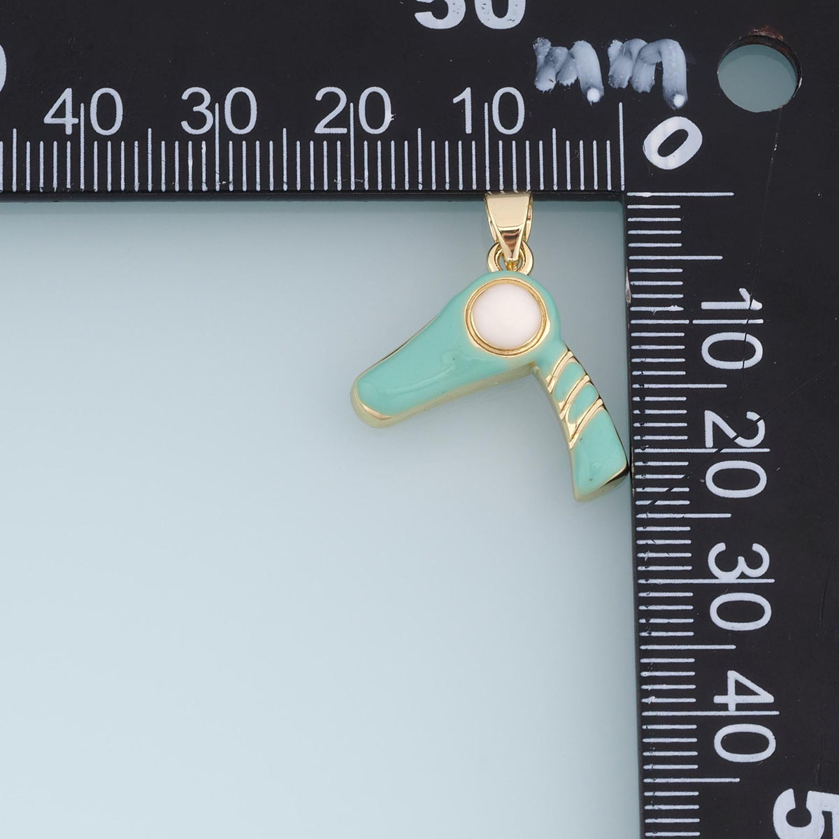 Gold Enamel Hair Dryer Pendant,18K Gold Filled Exquisite Charm Bracelet Necklace for DIY Jewelry Making Supply