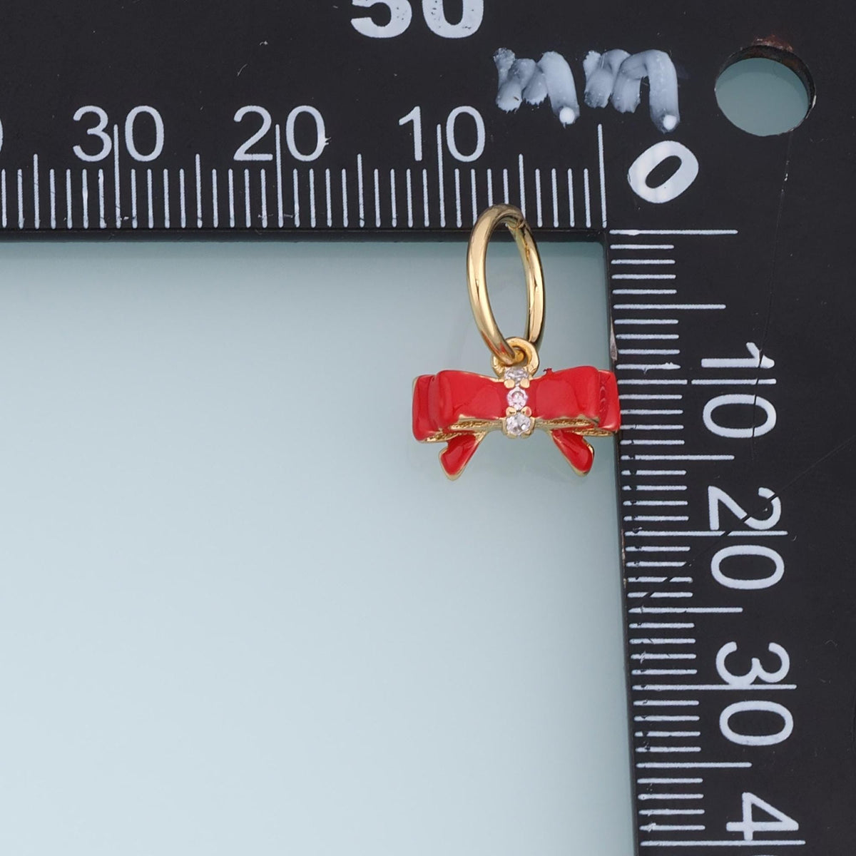 18K Gold Filled Enamel Bow Charm Pendant for Jewelry Making