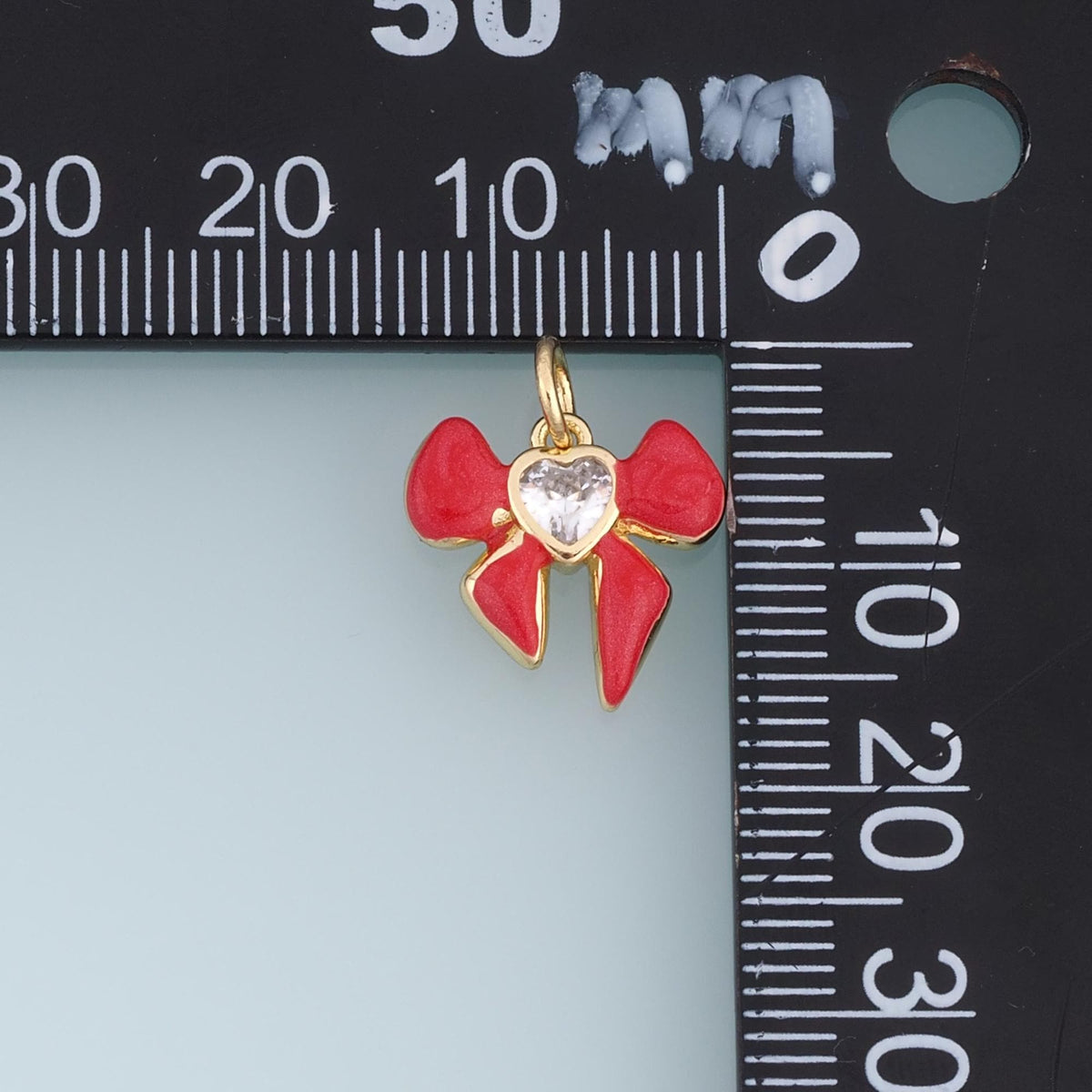 Gold Enamel Bow Pendant,18K Gold Filled Exquisite Charm Bracelet Necklace for DIY Jewelry Making Supply