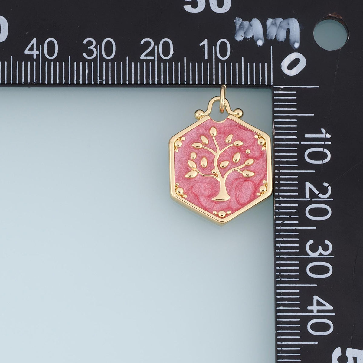 18K Gold Filled Enamel Tree Charm Pendant for Jewelry Making