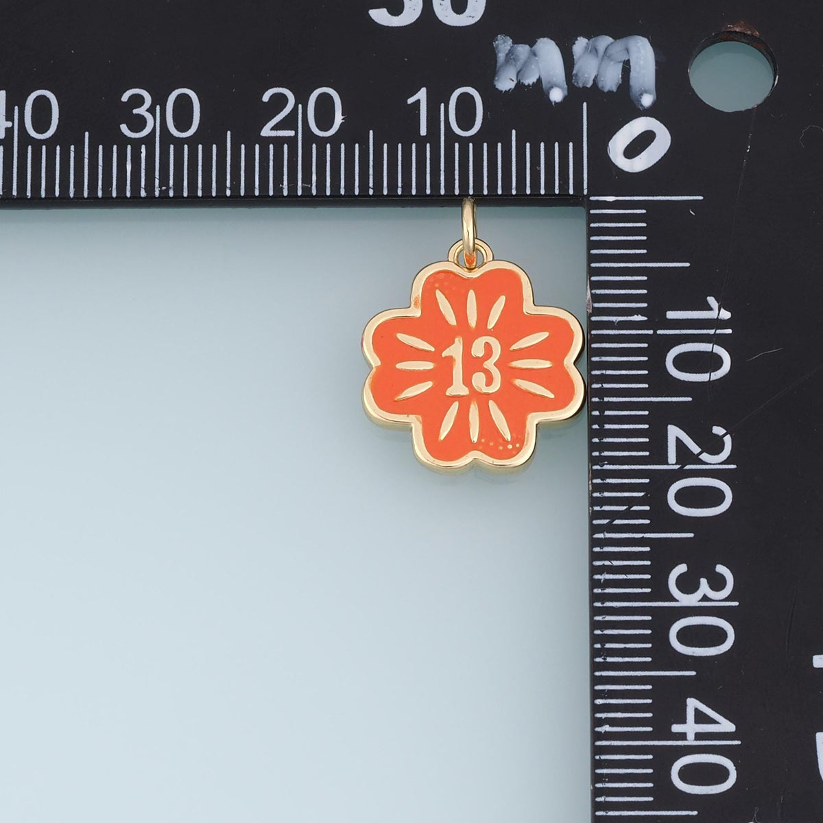 18K Gold Filled Enamel Flower Charm Pendant for Jewelry Making