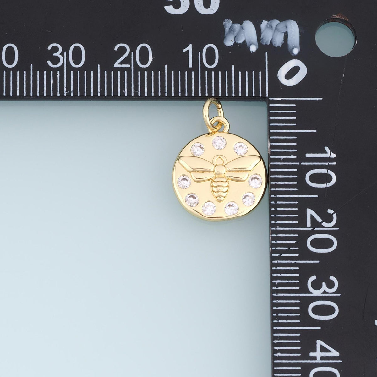 18K Gold Filled Cubic Zirconia Round Charm Pendant for Jewelry Making