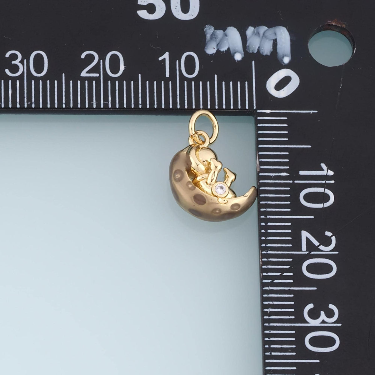 Gold Enamel Moon Landing Astronaut Pendant,18K Gold Filled Space Charm Bracelet Necklace for DIY Jewelry Making Supply