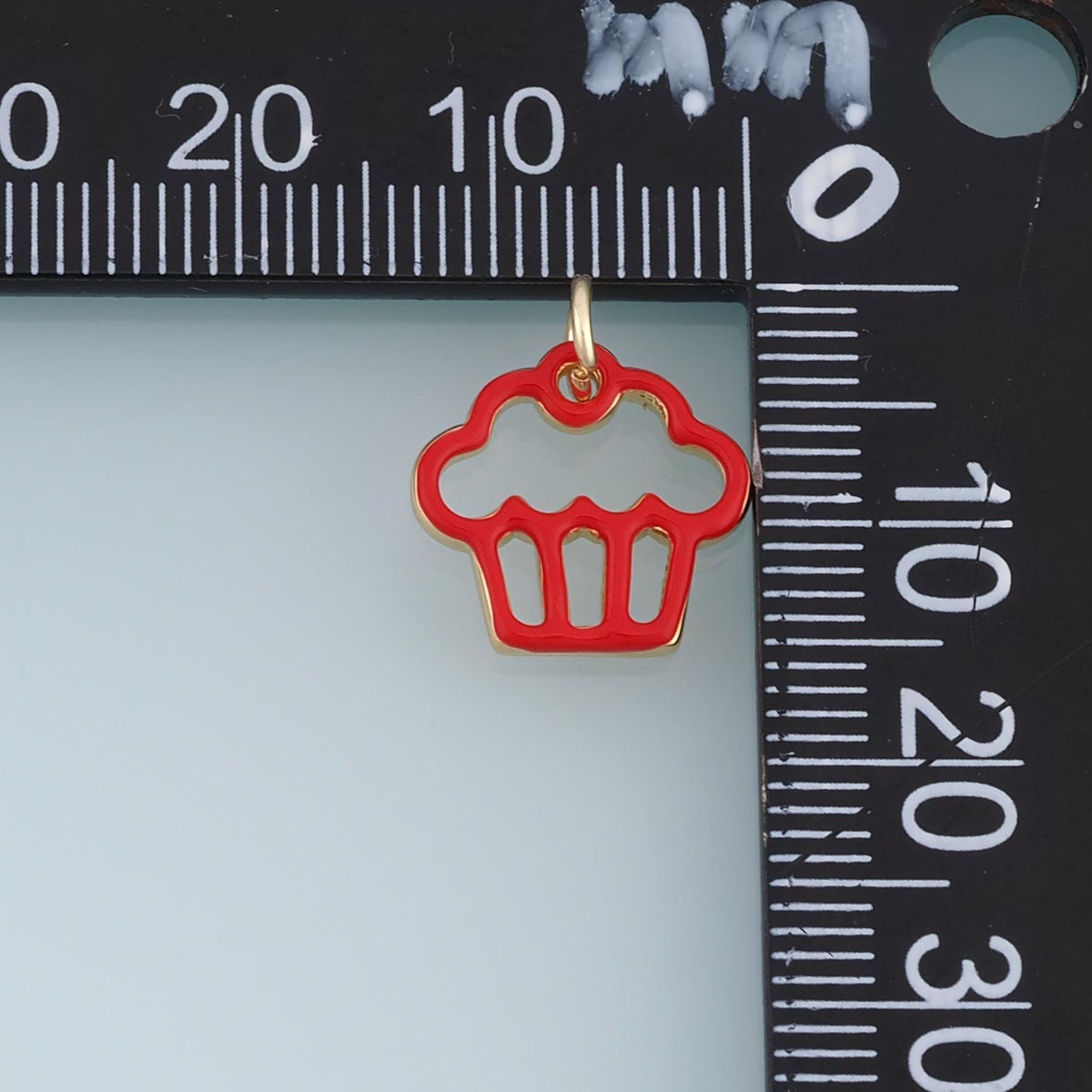 18K Gold Filled Cupcake Charm,Enamel Cupcake Pendant,Red Pink Dessert Charm,DIY Necklace Bracelet Jewelry Making Supply