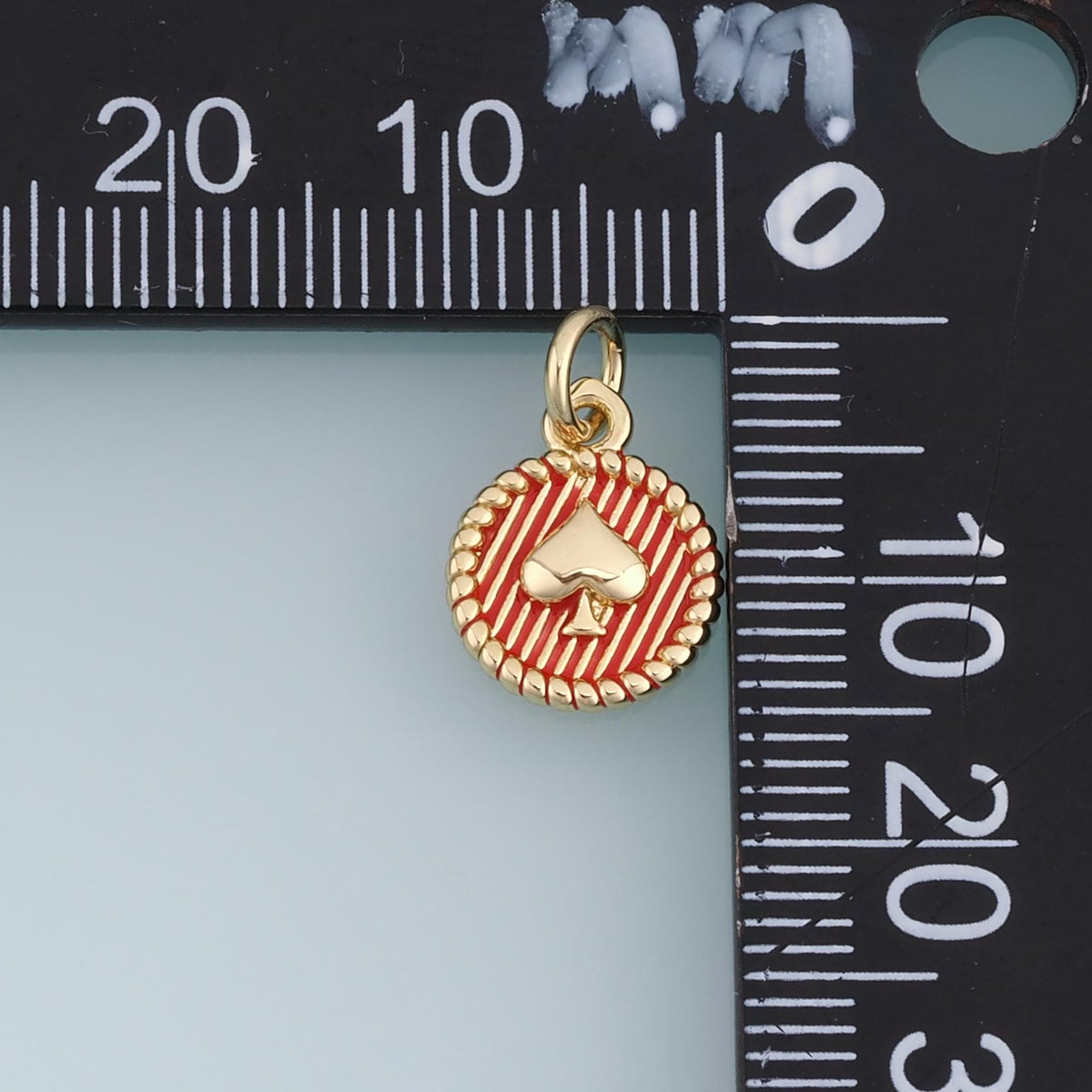 18K Gold Filled Spade Charm,Enamel Playing Card Pendant,Red Pink Spade Medallion,DIY Necklace Bracelet Jewelry Making Supply