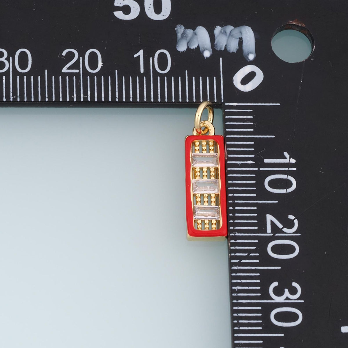 18K Gold Filled Baguette CZ Charm,Rectangular Enamel Pendant,Red Blue Pink Jewelry Charm,DIY Necklace Bracelet Jewelry Supply