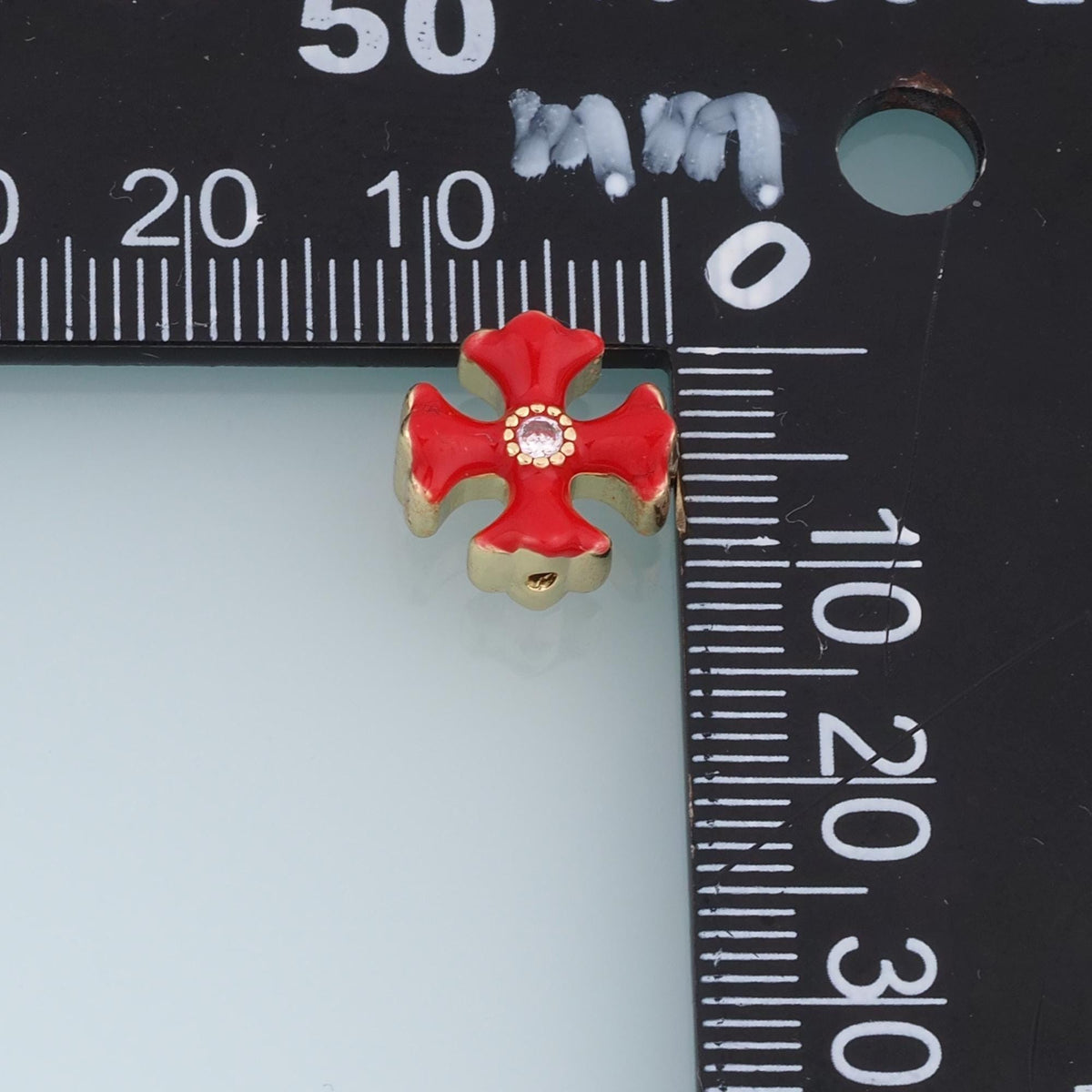 18K Gold Filled Cross Bead,CZ Enamel Cross Spacer Bead,Red Green Blue Jewelry Bead,DIY Necklace Bracelet Jewelry Making Suppl