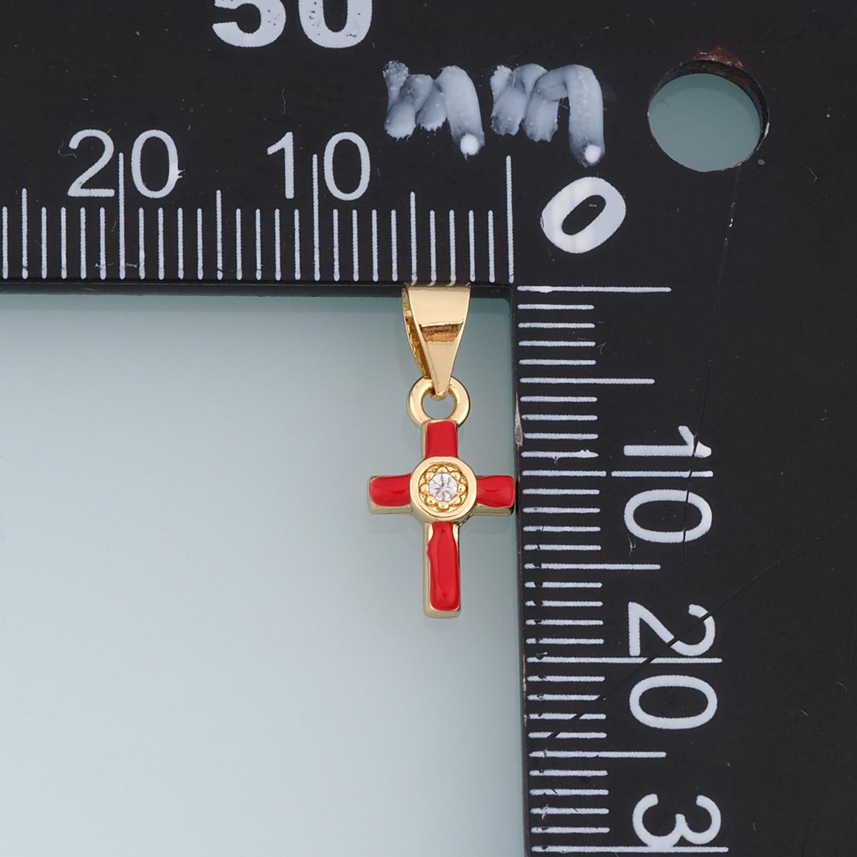 18K Gold Filled Cubic Zirconia Cross Charm Pendant for Jewelry Making