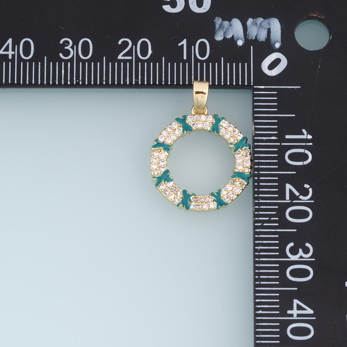 Gold Pave CZ Round Pendant,18K Gold Filled Exquisite Charm Bracelet Necklace for DIY Jewelry Making Supply