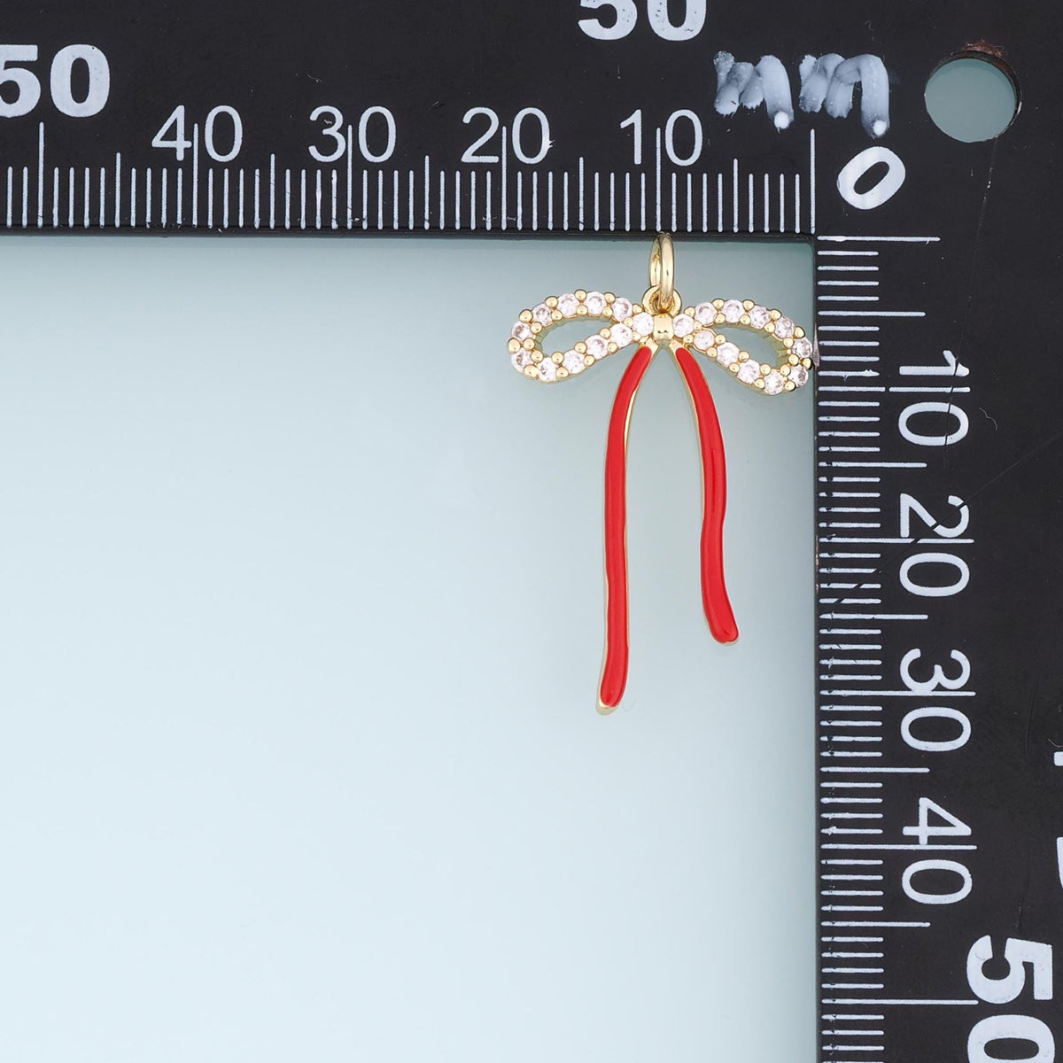 Gold CZ Bow Pendant,18K Gold Filled Bow Charm Bracelet Necklace for DIY Jewelry Making Supply