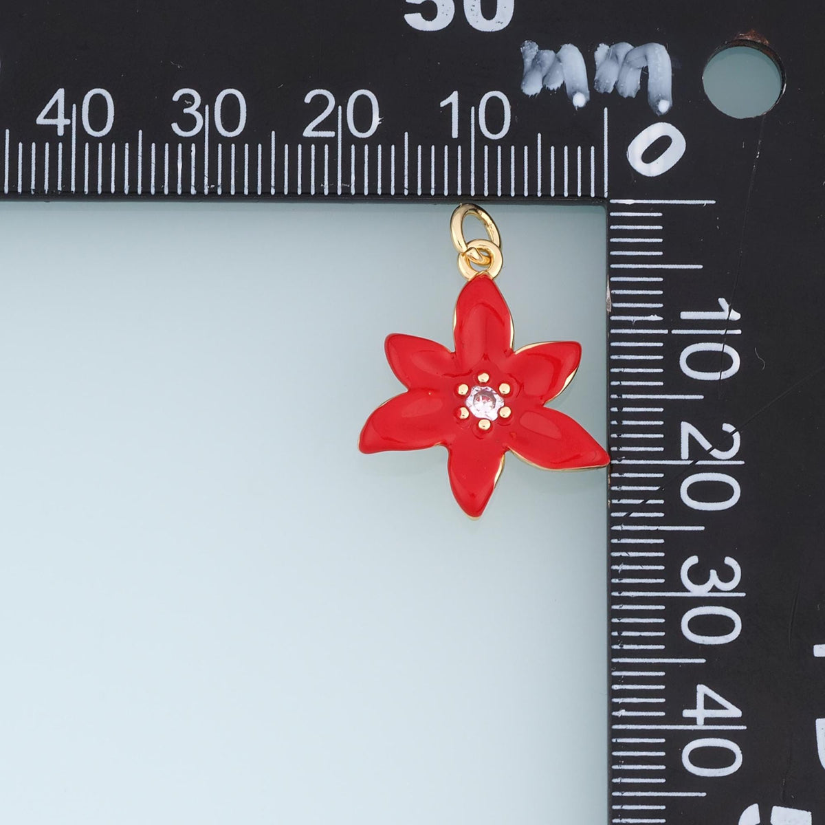 Gold Enamel Flower Pendant,18K Gold Filled CZ Floral Charm Bracelet Necklace for DIY Jewelry Making Supply