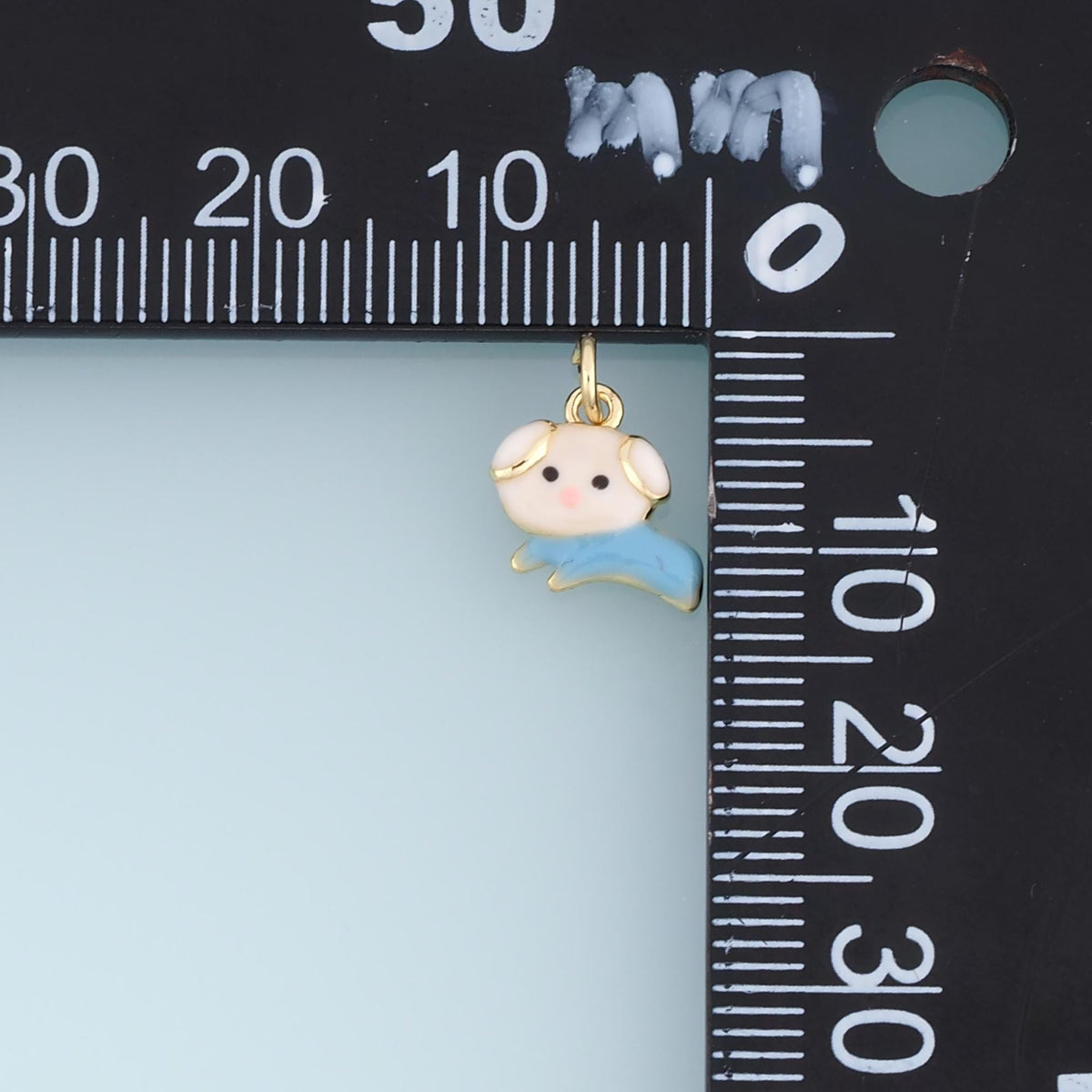 Gold Enamel Puppy Pendant,18K Gold Filled Cute Pets Charm Bracelet Necklace for DIY Jewelry Making Supply