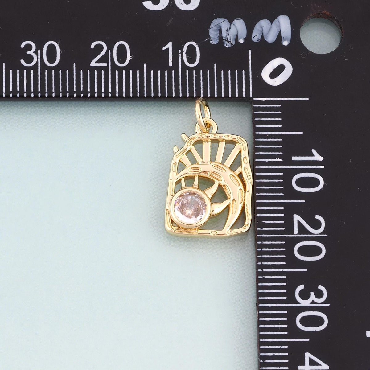 Gold CZ Geometric Eye Pendant,18K Gold Filled Sports Charm Bracelet Necklace for DIY Jewelry Making Supply