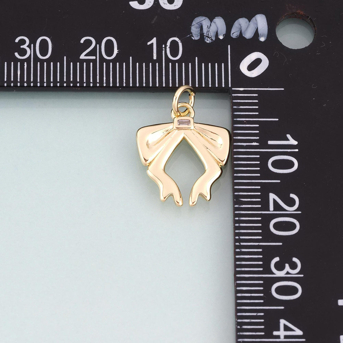 Gold Bow Pendant,18K Gold Filled Minimalist Charm Bracelet Necklace for DIY Jewelry Making Supply