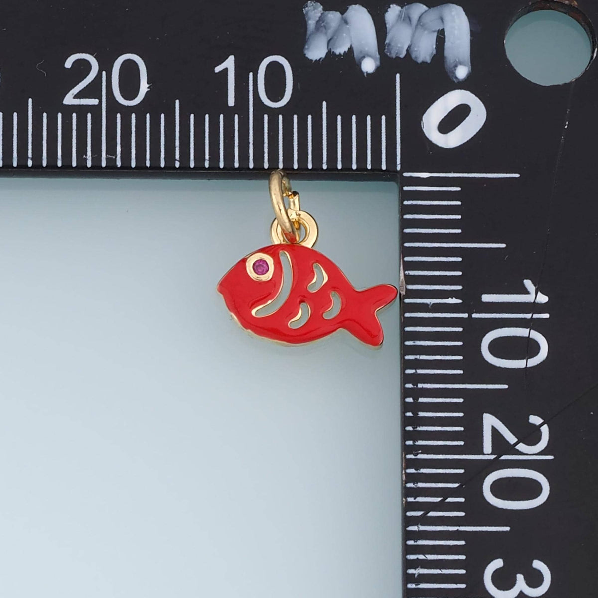 18K Gold Filled Fish Charm,Colorful Enamel Fish Pendant,Orange Red Pink Fish Charm,DIY Necklace Bracelet Jewelry Making Suppl