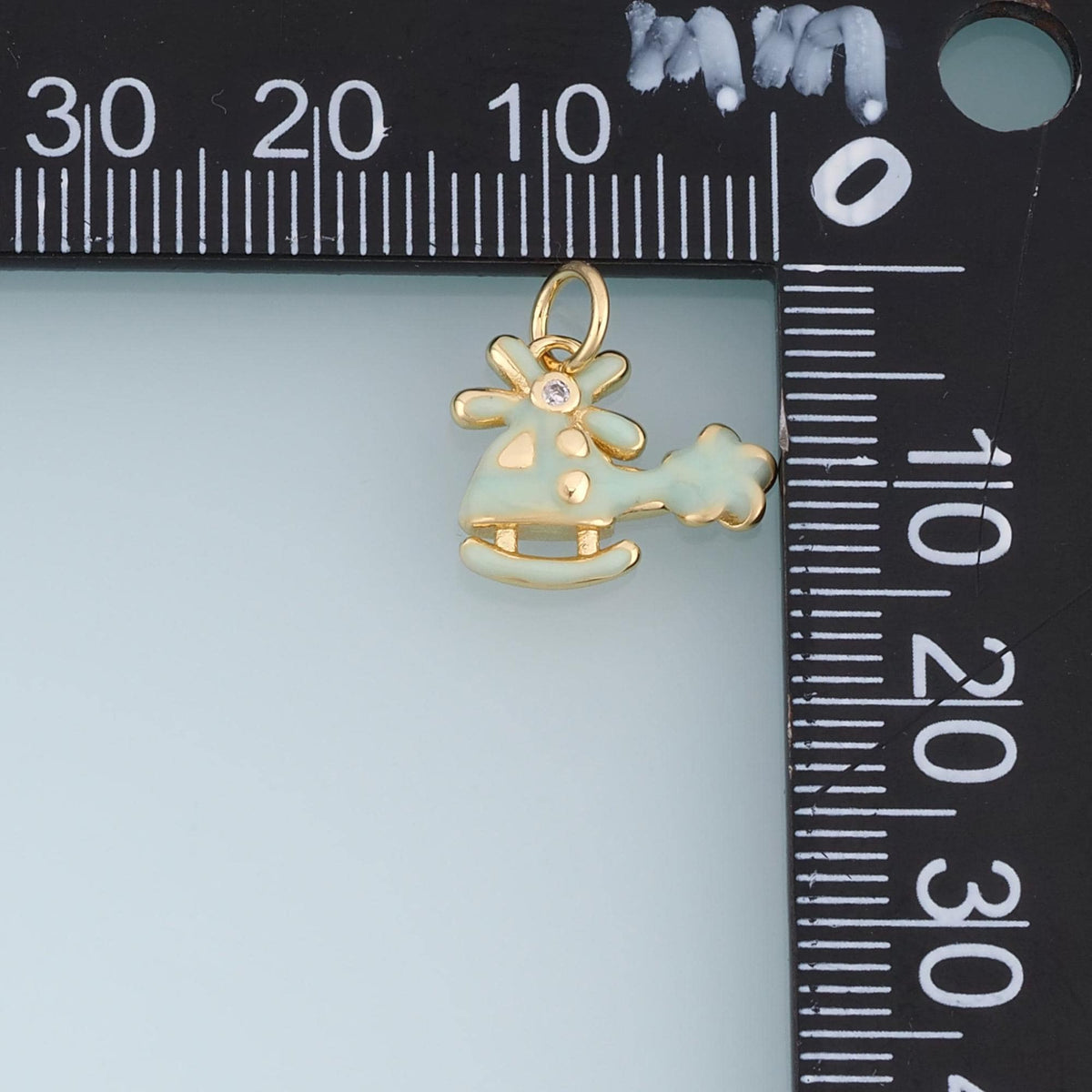 18K Gold Filled Helicopter Charm,Colorful Enamel Aircraft Pendant,CZ Helicopter Charm,DIY Necklace Bracelet Jewelry Making Su