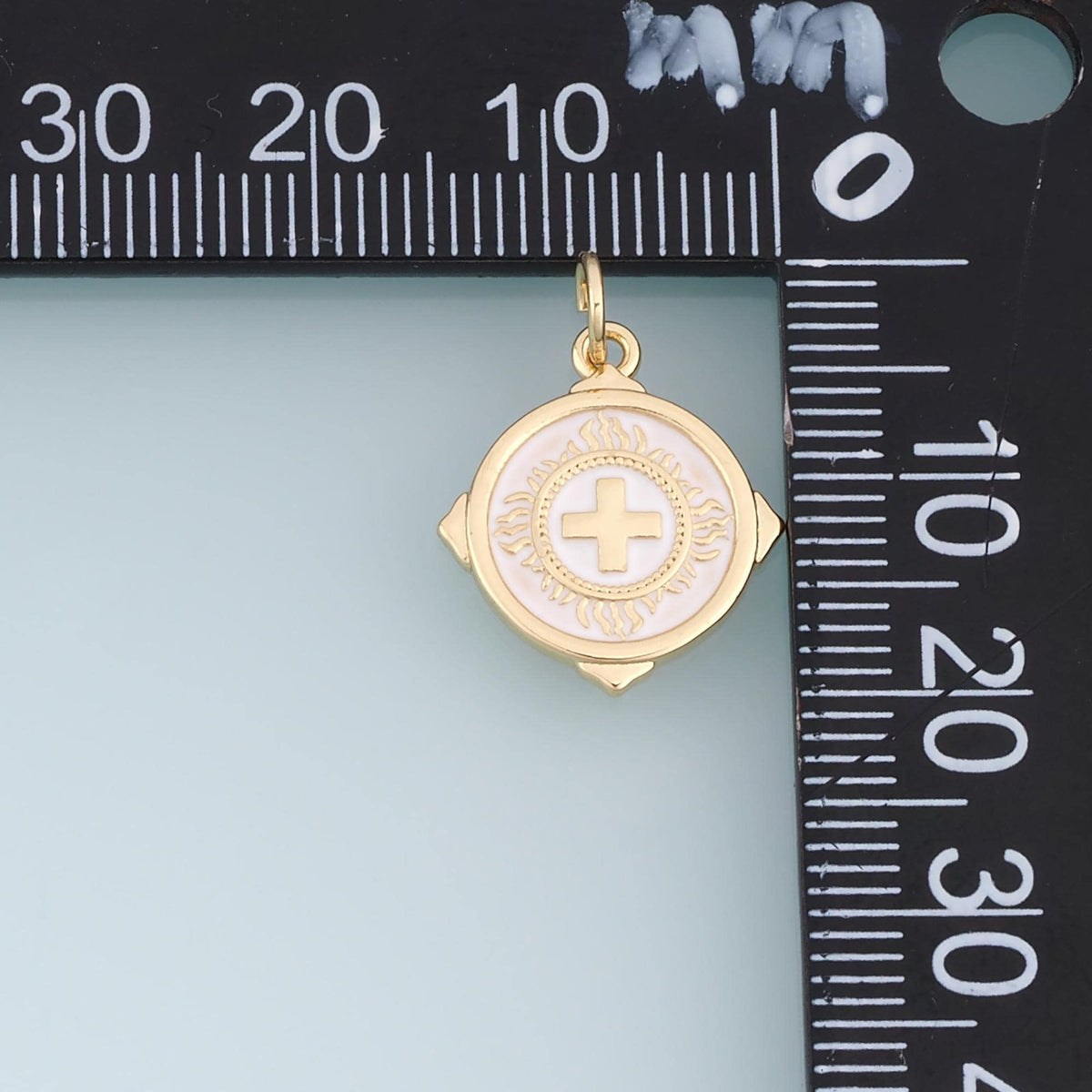 18K Gold Filled Enamel Cross Charm Pendant for Jewelry Making