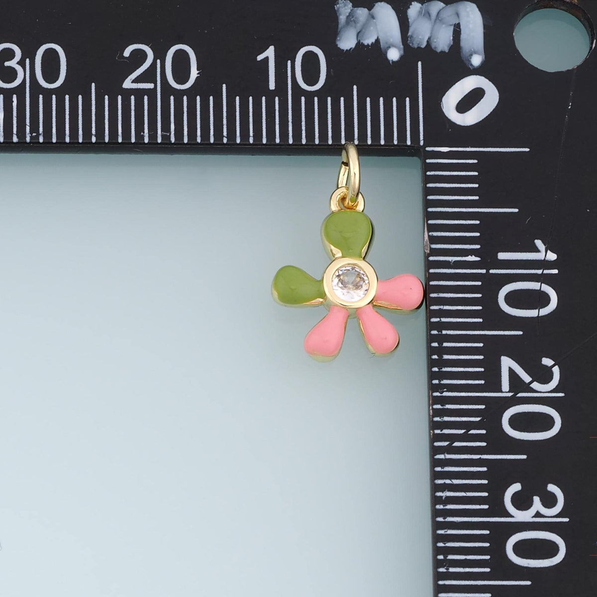 18K Gold Filled Flower Charm,CZ Enamel Flower Pendant,Colorful Floral Charm,DIY Necklace Bracelet Jewelry Making Supply