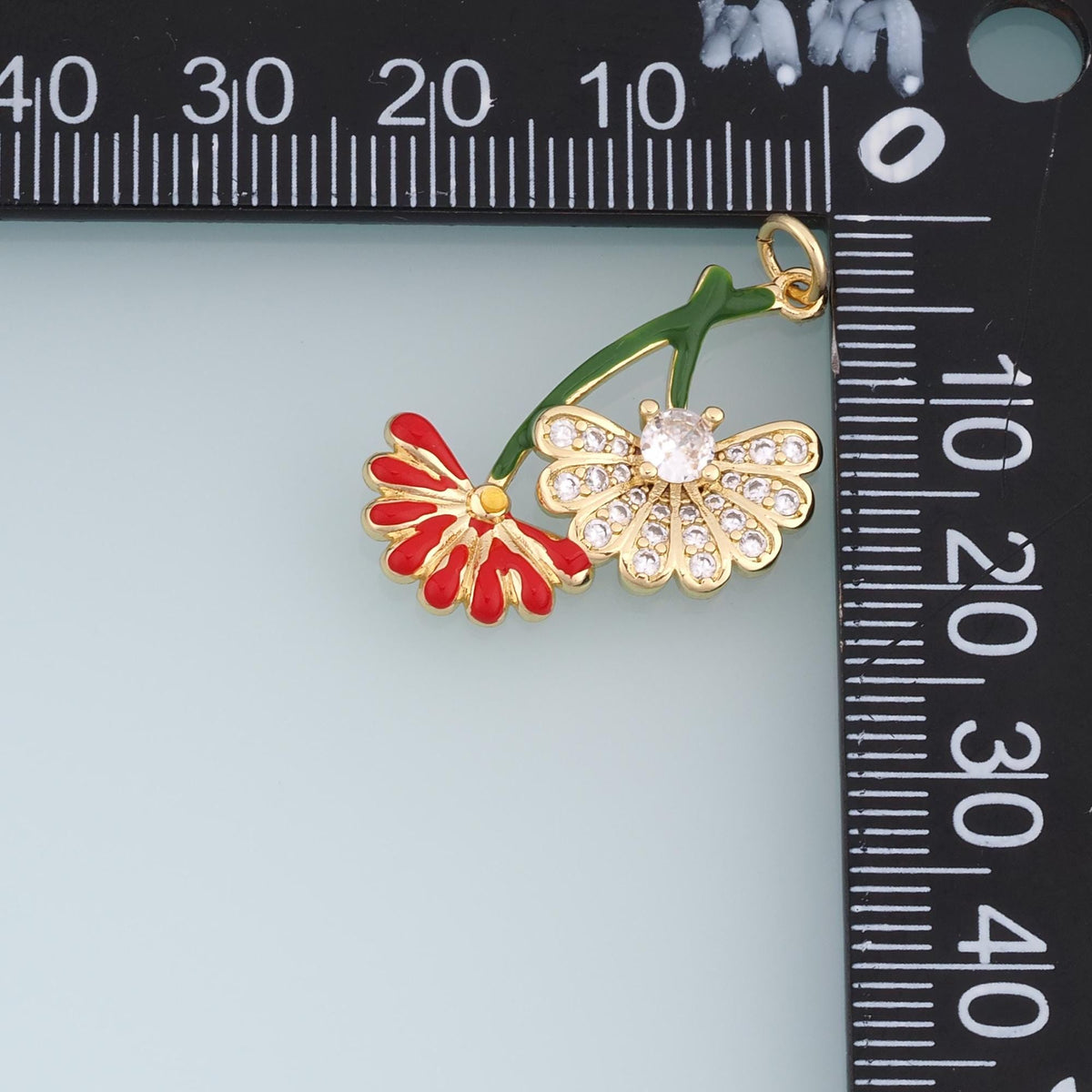 18K Gold Filled Enamel Flower Charm Pendant for Jewelry Making