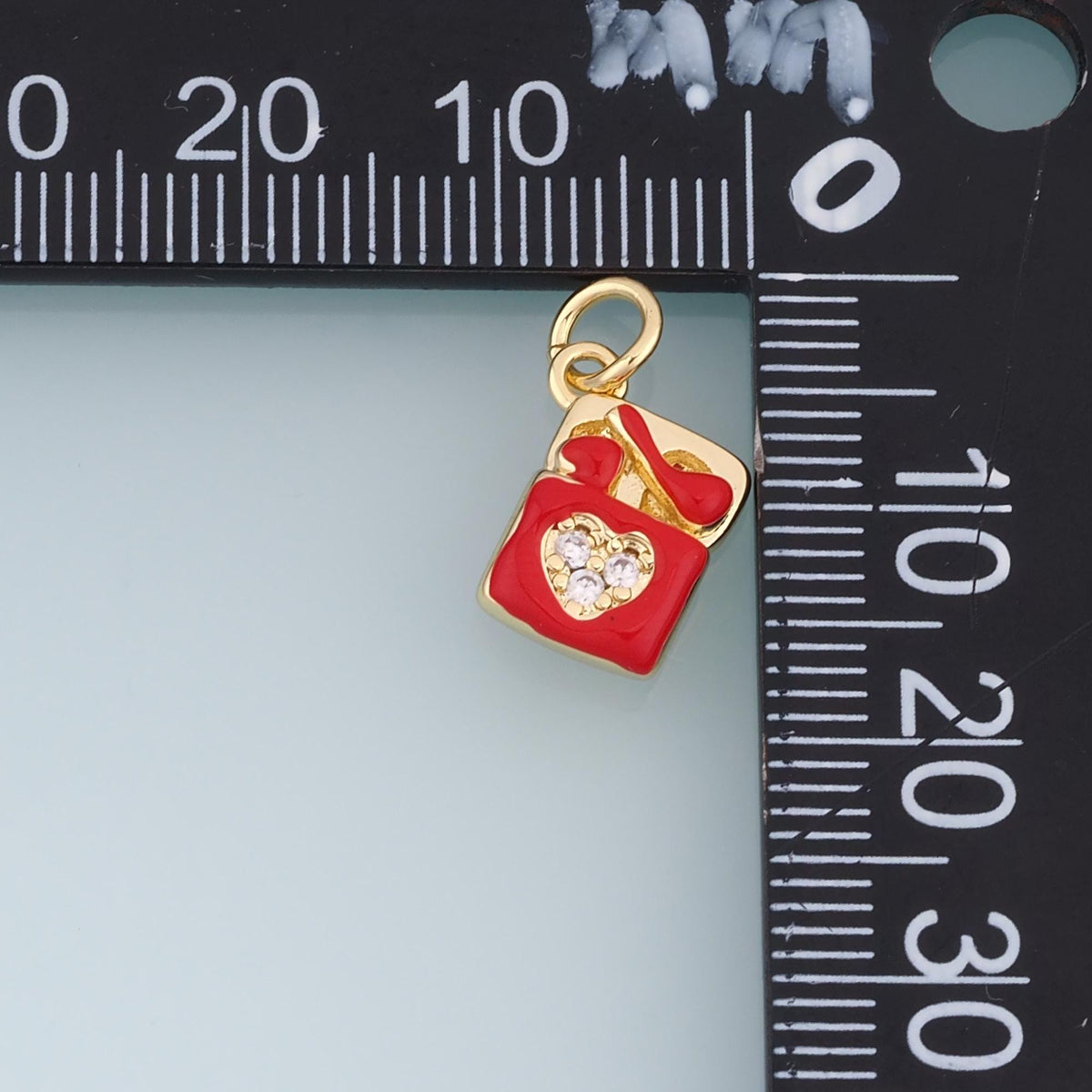 18K Gold Filled Enamel Heart Charm Pendant for Jewelry Making