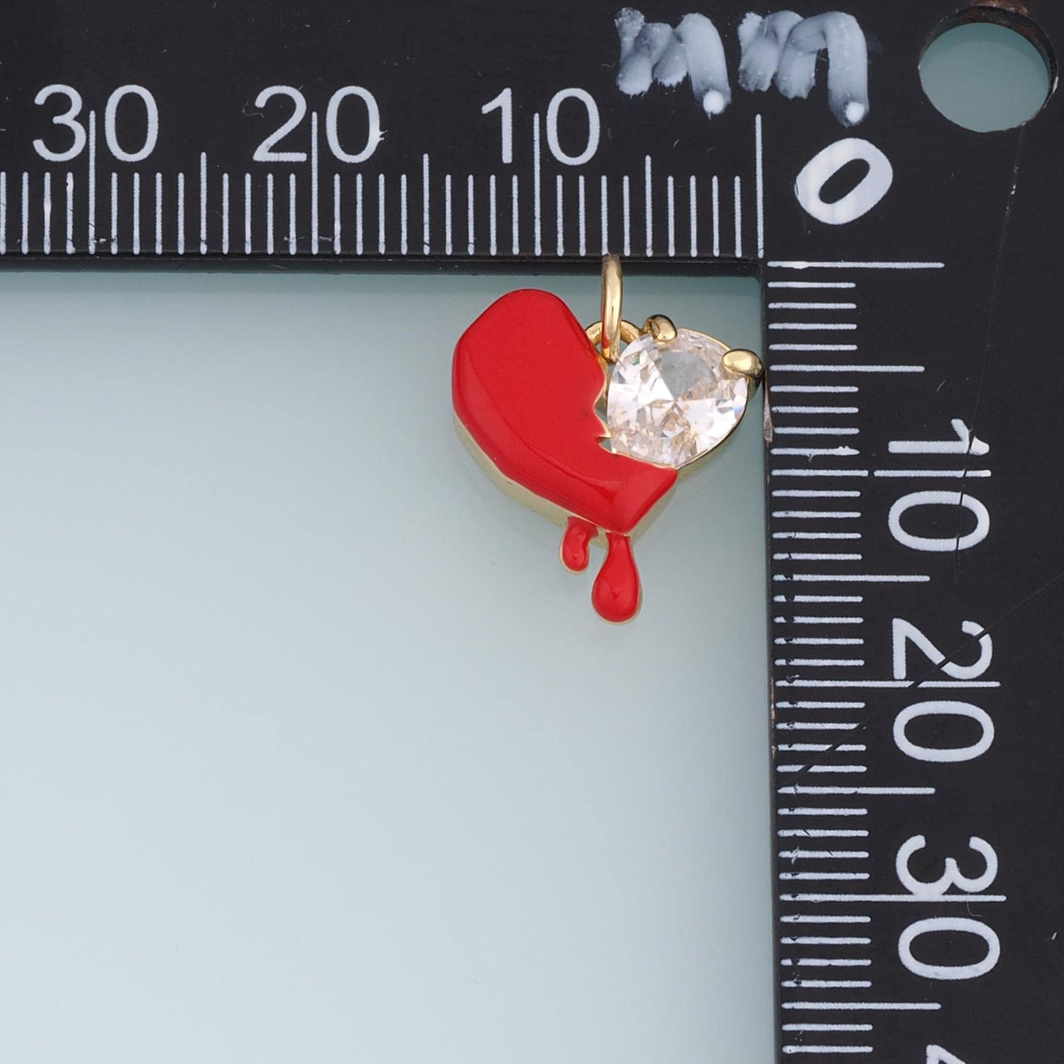 18K Gold Filled CZ Heart Charm,Dripping Enamel Heart Pendant,Red Pink Heart Charm,DIY Necklace Bracelet Jewelry Supply