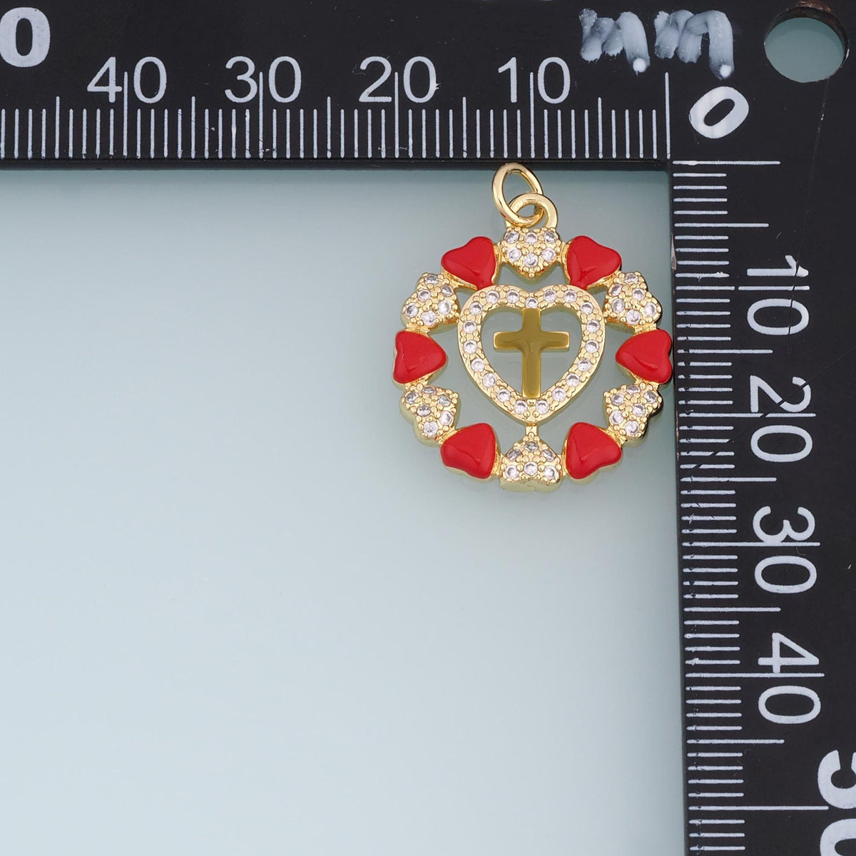 18K Gold Filled Cubic Zirconia Cross Charm Pendant for Jewelry Making