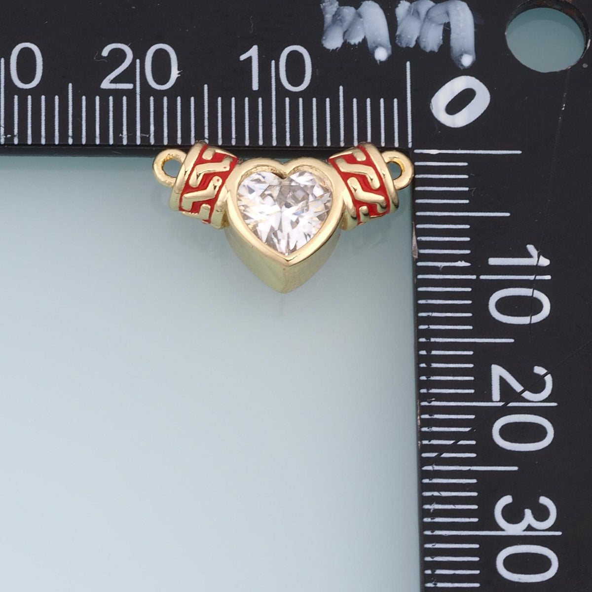 18K Gold Filled Cubic Zirconia Heart Connector 19 mm, 11 mm for Jewelry Making