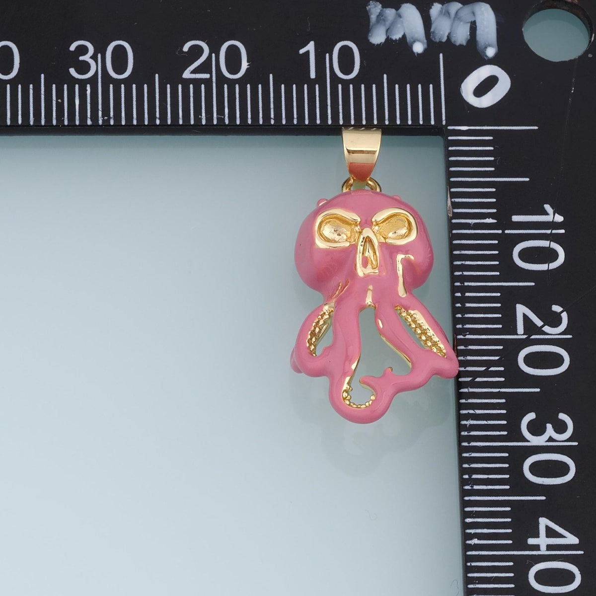 18K Gold Filled Skull Octopus Charm,Pink Enamel Octopus Pendant,Skull Sea Creature Charm,DIY Necklace Bracelet Jewelry Supply