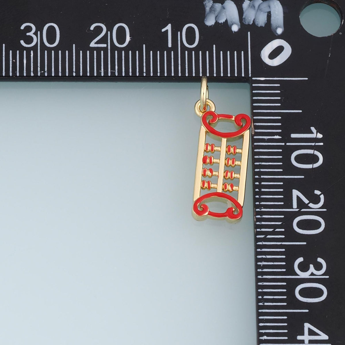 18K Gold Filled Abacus Charm,Enamel Abacus Pendant,Red Blue Counting Tool Charm,DIY Necklace Bracelet Jewelry Making Supply