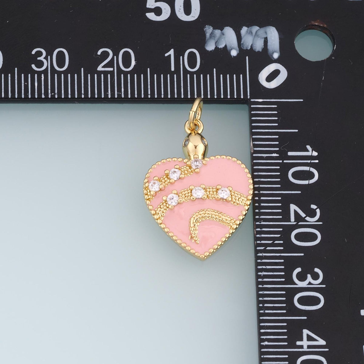 18K Gold Filled CZ Heart Charm,Enamel Heart Pendant,Pink Brown Heart Charm,Textured Love Charm,DIY Necklace Bracelet Jewelry
