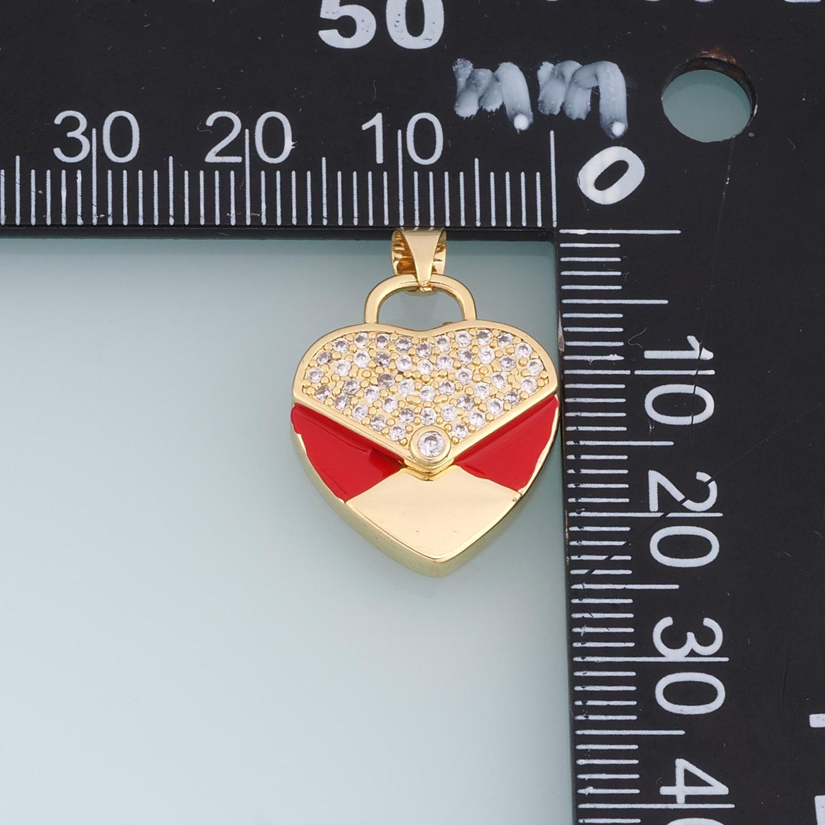 18K Gold Filled Enamel Heart Charm Pendant for Jewelry Making