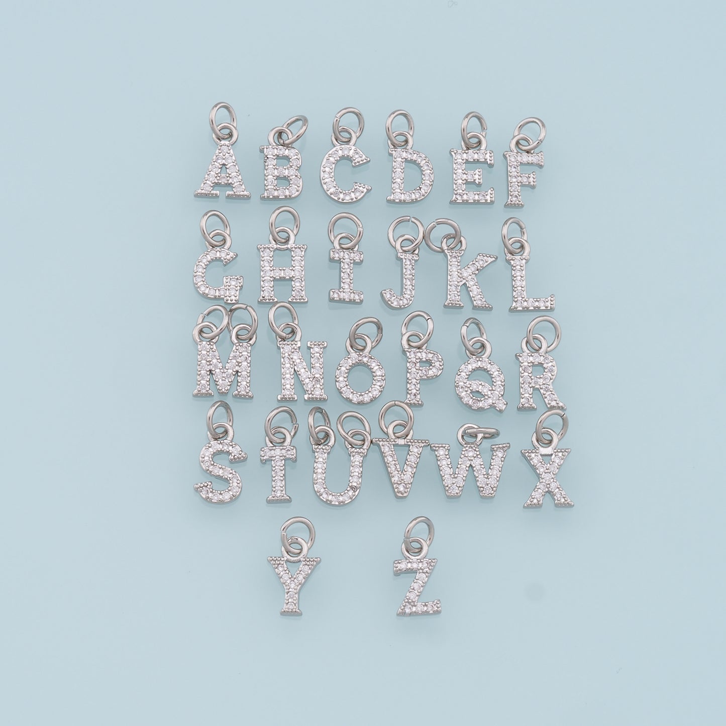 Gold letter Charms,18K Gold Filled CZ letter Pendant,initial Charm Bracelet Necklace for DIY Jewelry Making Supply