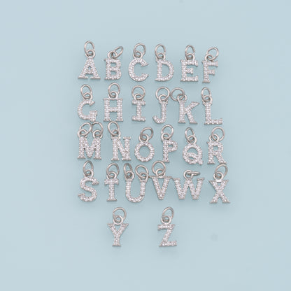 Gold letter Charms,18K Gold Filled CZ letter Pendant,initial Charm Bracelet Necklace for DIY Jewelry Making Supply