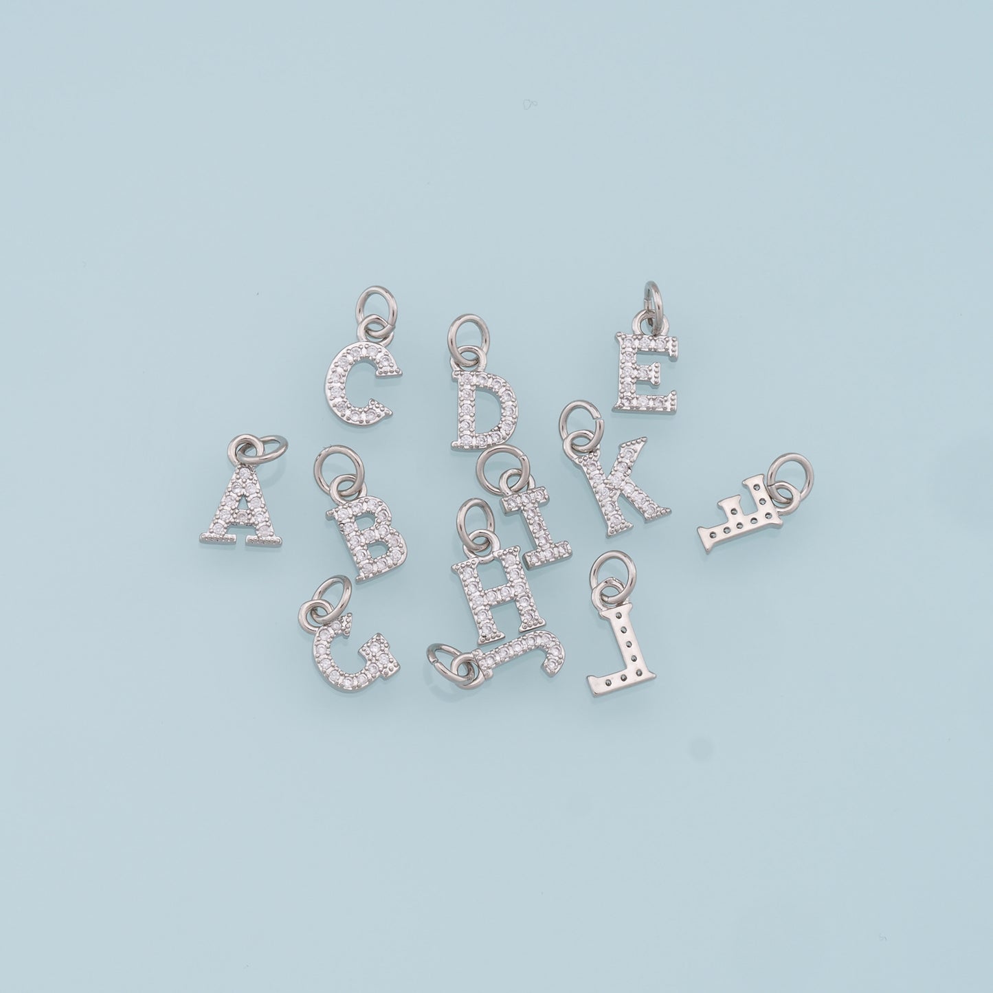 Gold letter Charms,18K Gold Filled CZ letter Pendant,initial Charm Bracelet Necklace for DIY Jewelry Making Supply