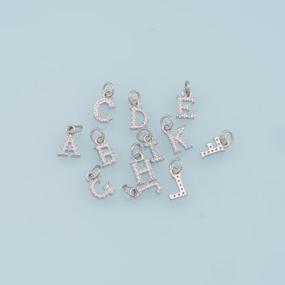 Gold letter Charms,18K Gold Filled CZ letter Pendant,initial Charm Bracelet Necklace for DIY Jewelry Making Supply