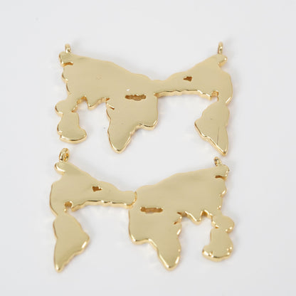 Gold Earth Charms,18K Gold Filled World Map Pendant,World Map Charm Bracelet Necklace for DIY Jewelry Making Supply