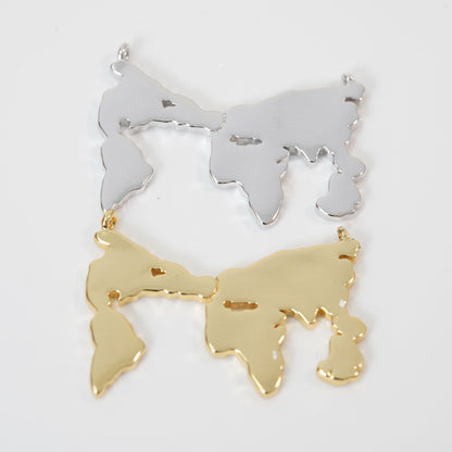 Gold Earth Charms,18K Gold Filled World Map Pendant,World Map Charm Bracelet Necklace for DIY Jewelry Making Supply