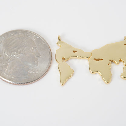 Gold Earth Charms,18K Gold Filled World Map Pendant,World Map Charm Bracelet Necklace for DIY Jewelry Making Supply