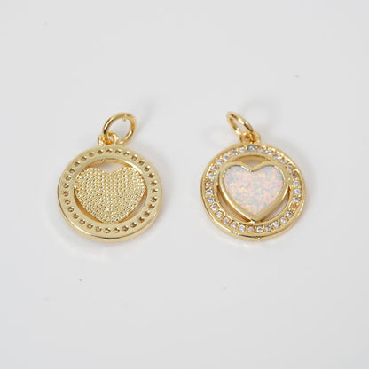 Gold Heart Charms,18K Gold Filled Heart Pendant,Heart Charm Bracelet Necklace for DIY Jewelry Making Supply