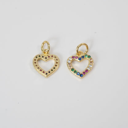 Gold Heart Charms,18K Gold Filled Heart Pendant,Heart Charm Bracelet Necklace for DIY Jewelry Making Supply