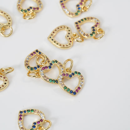 Gold Heart Charms,18K Gold Filled Heart Pendant,Heart Charm Bracelet Necklace for DIY Jewelry Making Supply