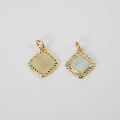 Gold square Charms,18K Gold Filled square Pendant,square Charm Bracelet Necklace for DIY Jewelry Making Supply