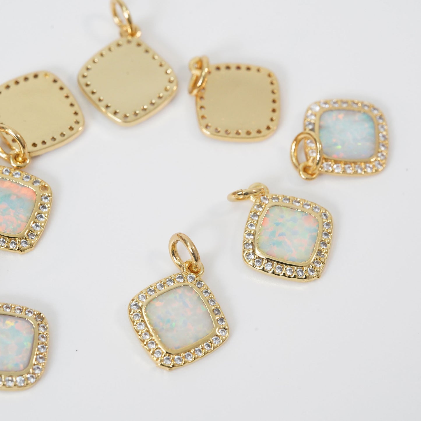 Gold square Charms,18K Gold Filled square Pendant,square Charm Bracelet Necklace for DIY Jewelry Making Supply