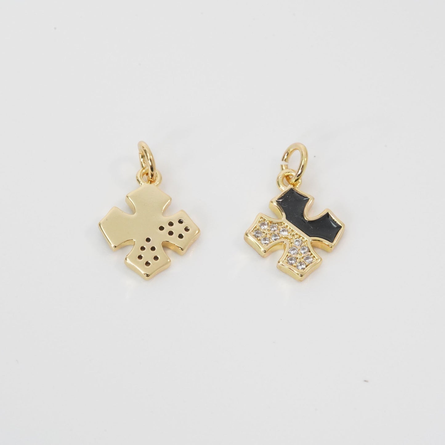 Gold Cross Charms,18K Gold Filled Enamel Cross Pendant,Cross Charm Bracelet Necklace for DIY Jewelry Making Supply