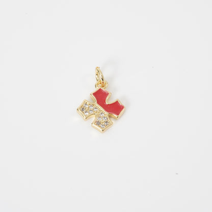 Gold Cross Charms,18K Gold Filled Enamel Cross Pendant,Cross Charm Bracelet Necklace for DIY Jewelry Making Supply