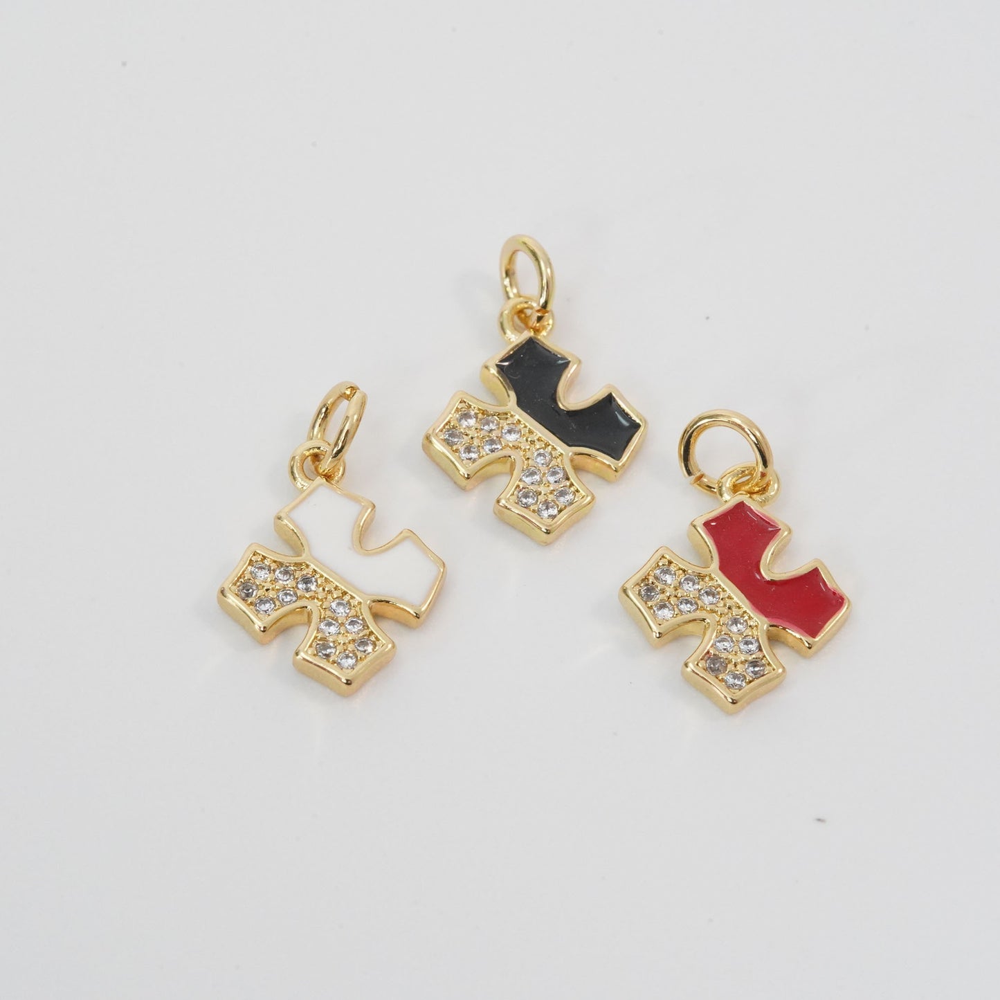 Gold Cross Charms,18K Gold Filled Enamel Cross Pendant,Cross Charm Bracelet Necklace for DIY Jewelry Making Supply